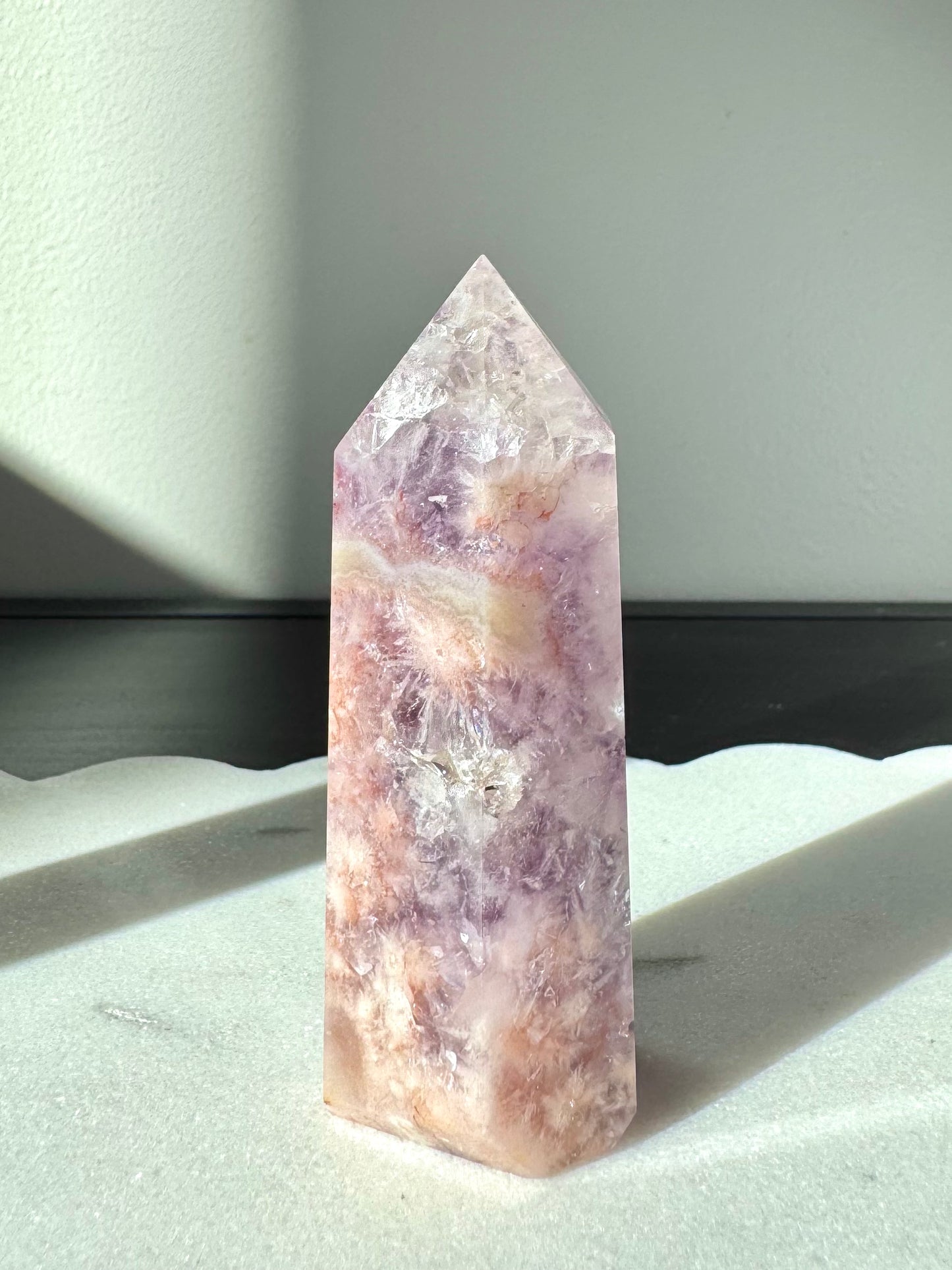 Druzy Pink Amethyst X Flower Agate Tower #2