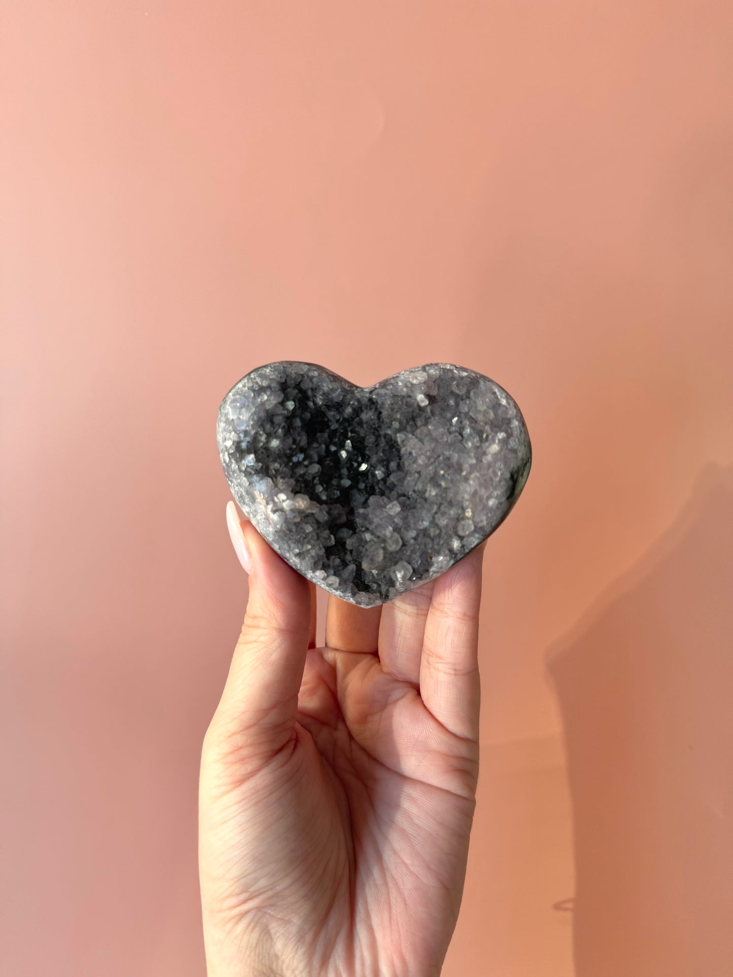 Dark Amethyst Druzy Heart
