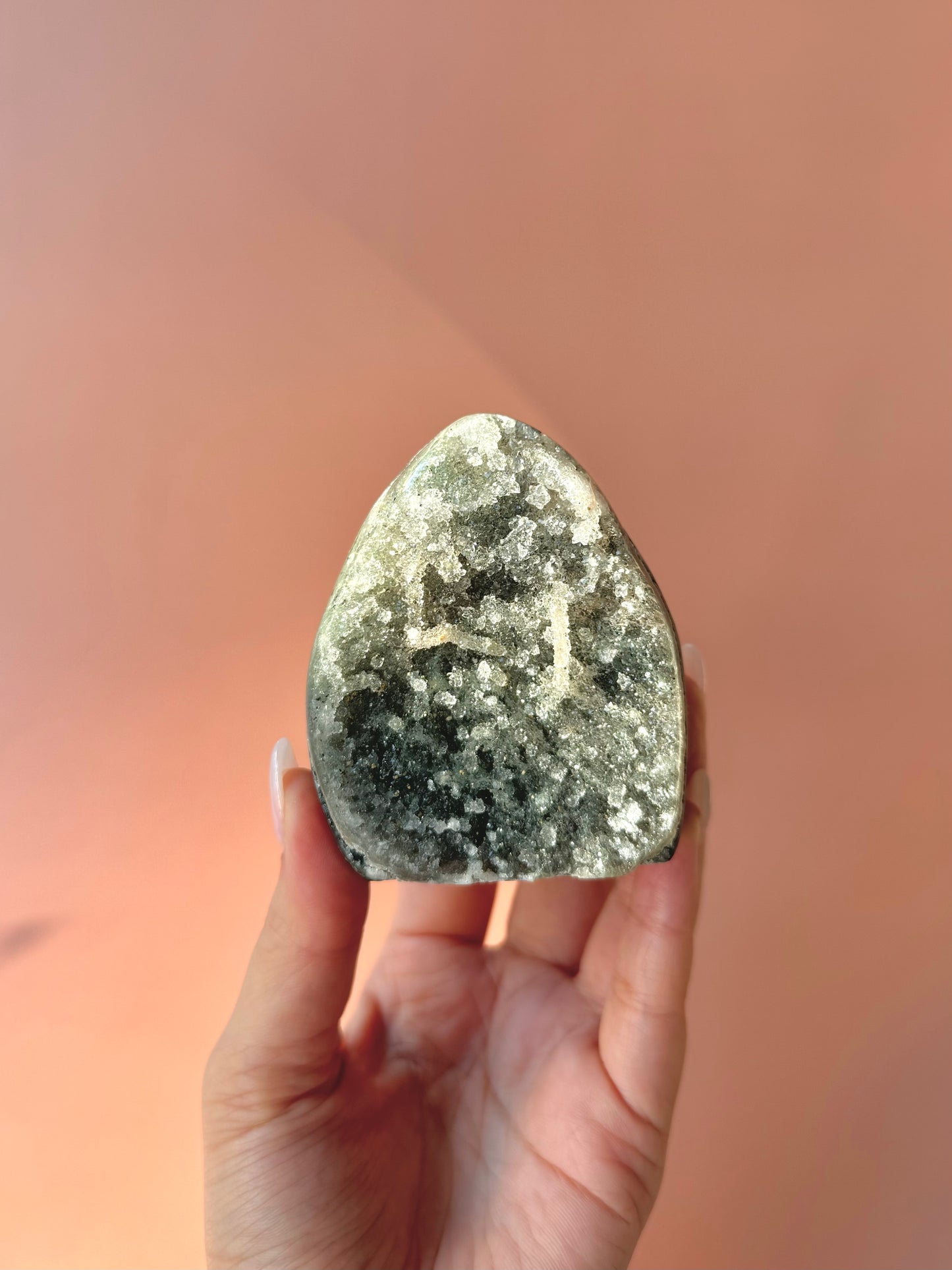 Greenish Gray Druzy Rainbow Amethyst