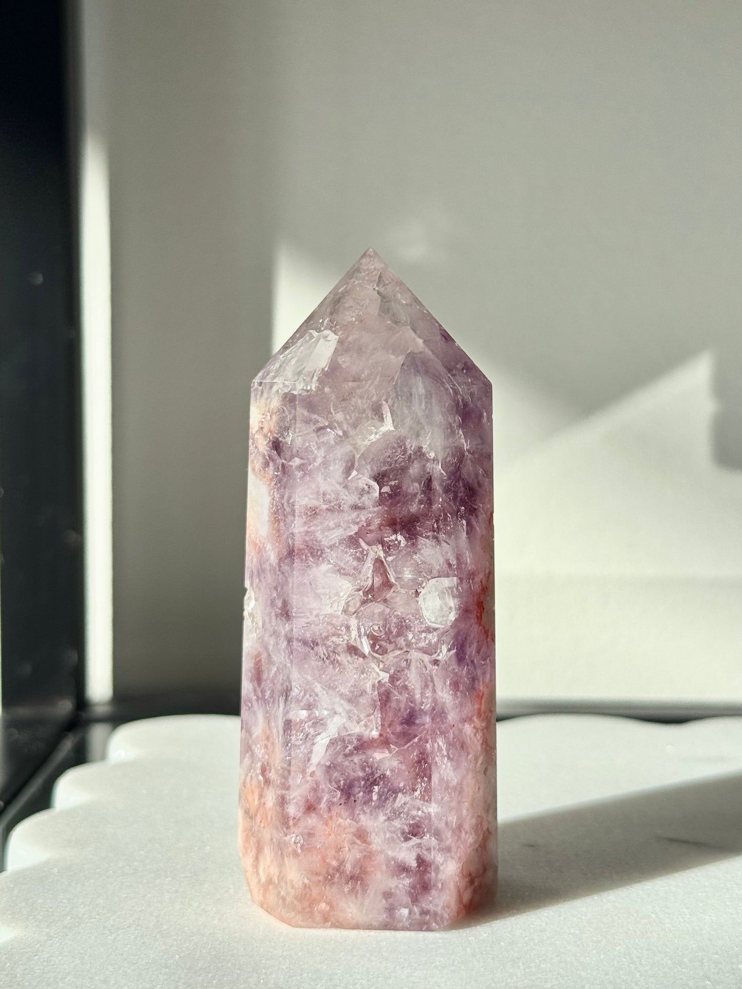 Druzy Pink Amethyst X Flower Agate Tower #2