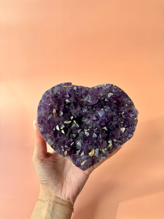 Large Amethyst Heart Cluster With Calcite