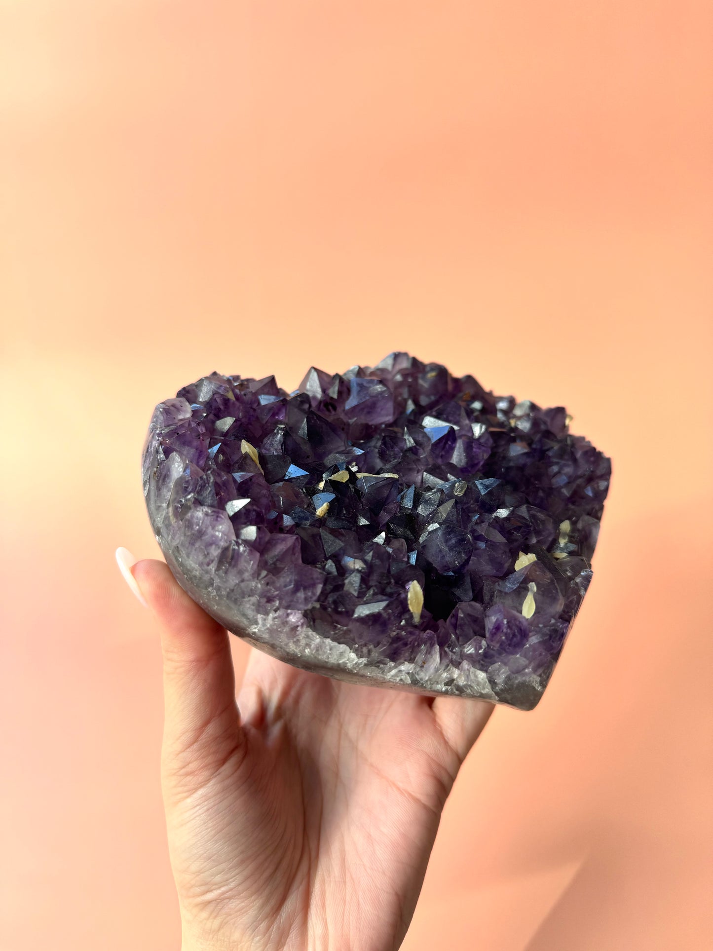 Large Amethyst Heart Cluster With Calcite