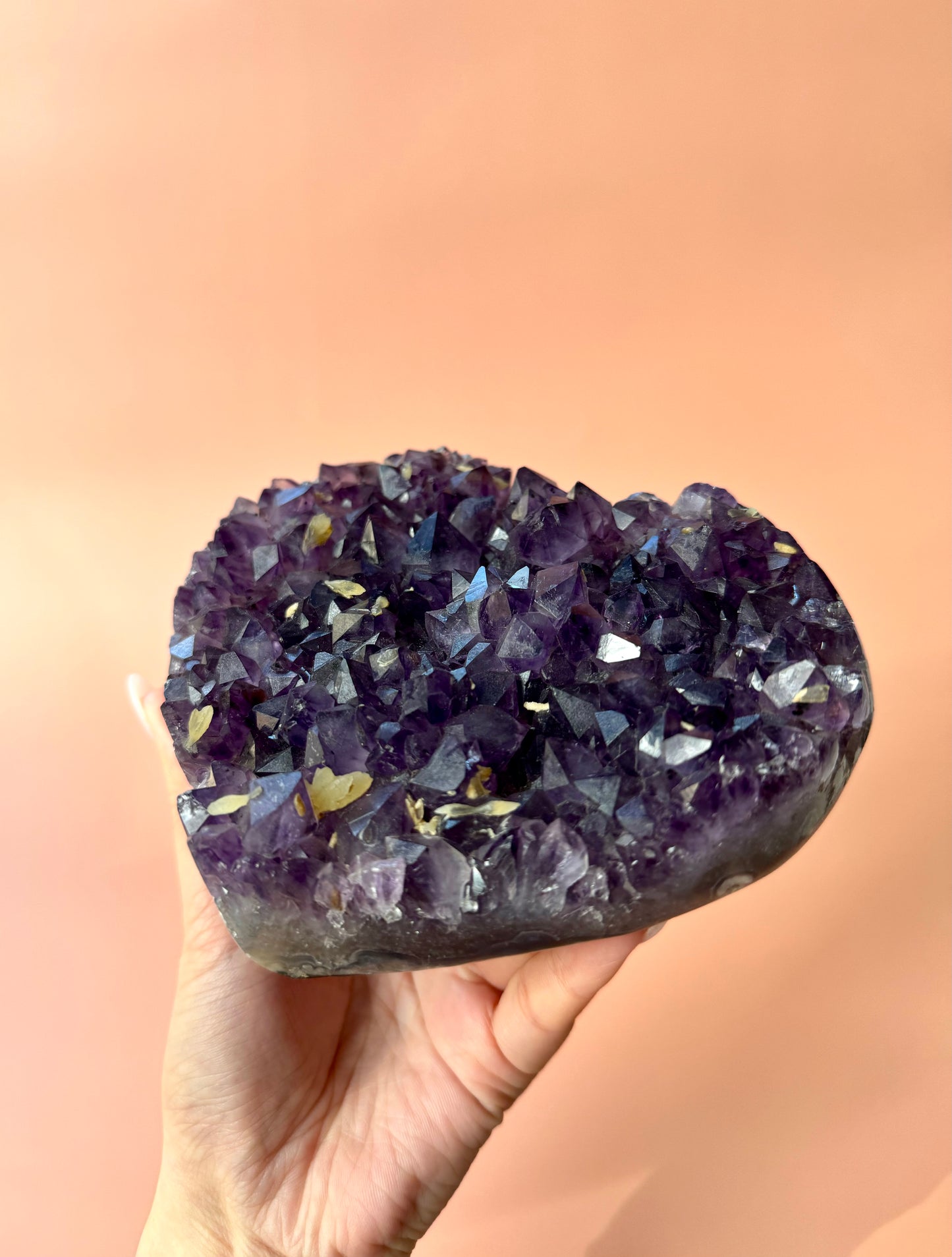 Large Amethyst Heart Cluster With Calcite