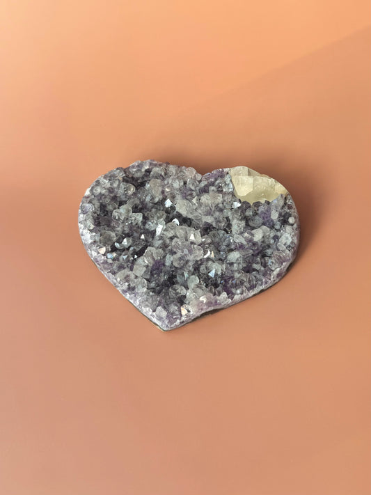 Light Purple Amethyst Heart With Calcite