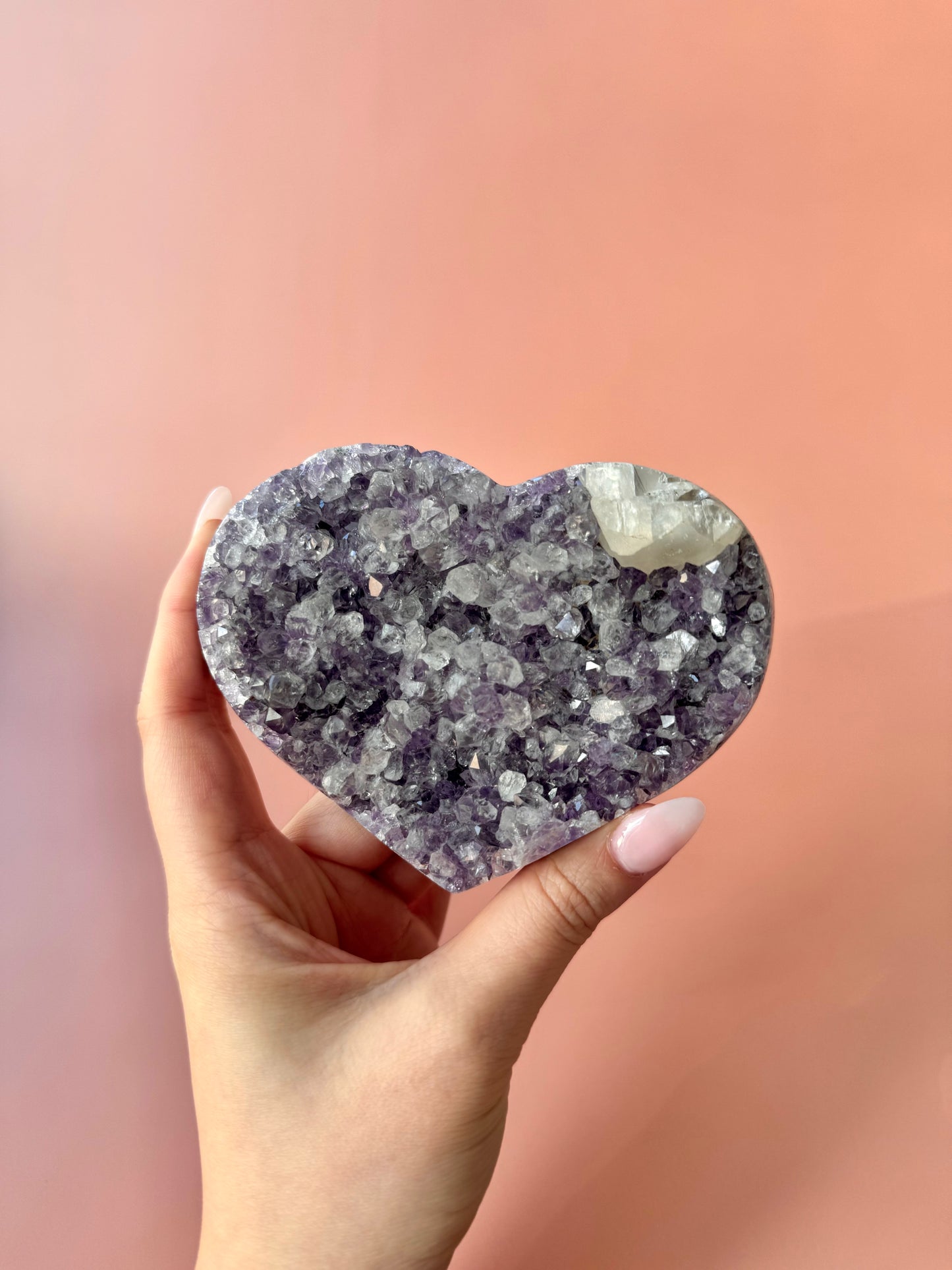 Light Purple Amethyst Heart With Calcite
