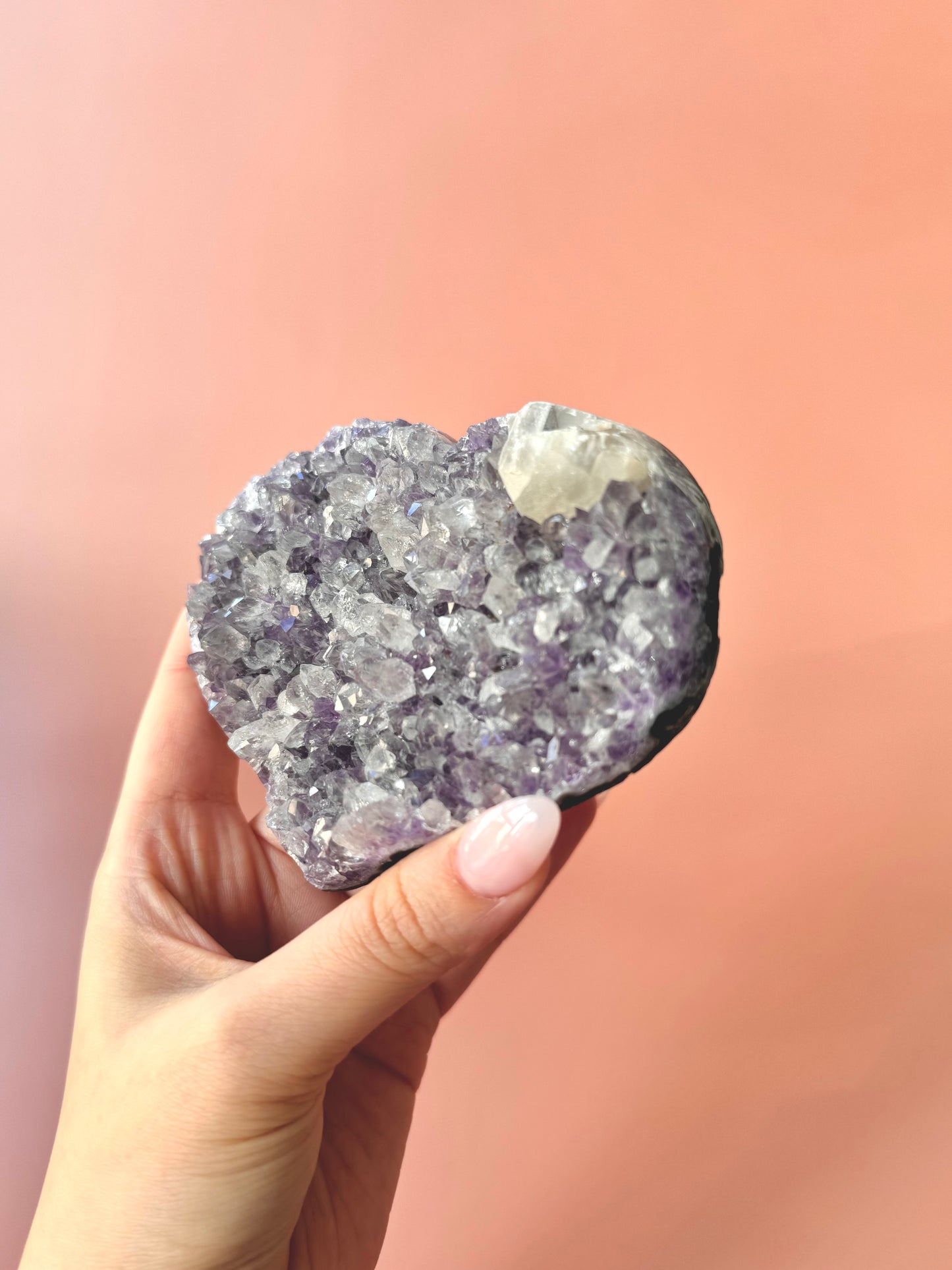 Light Purple Amethyst Heart With Calcite