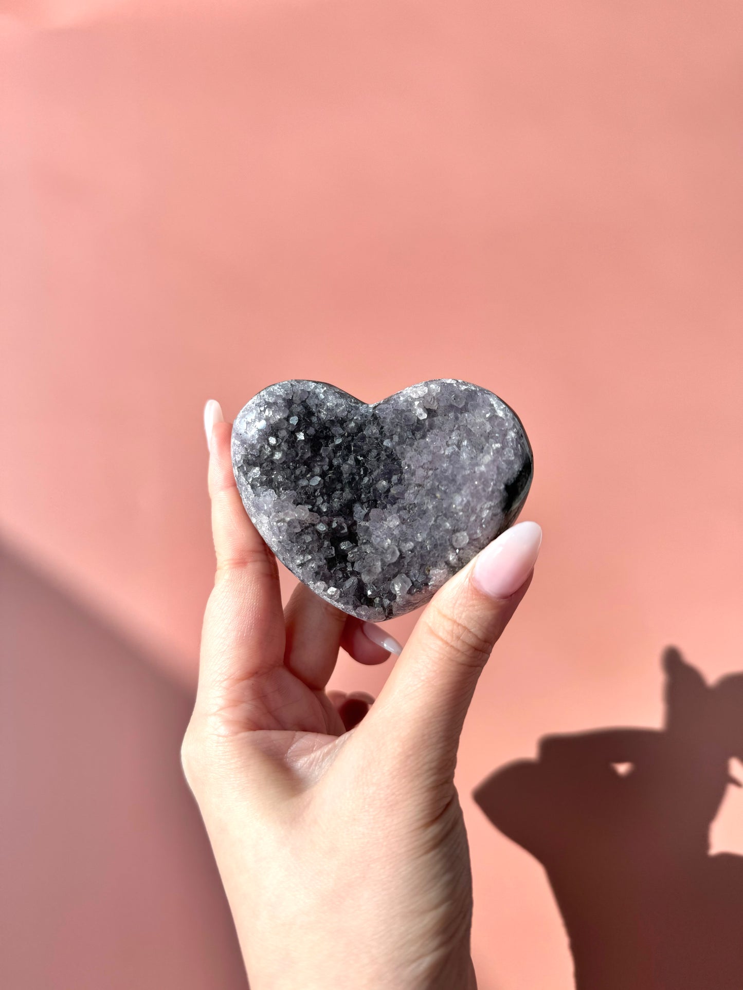 Dark Amethyst Druzy Heart