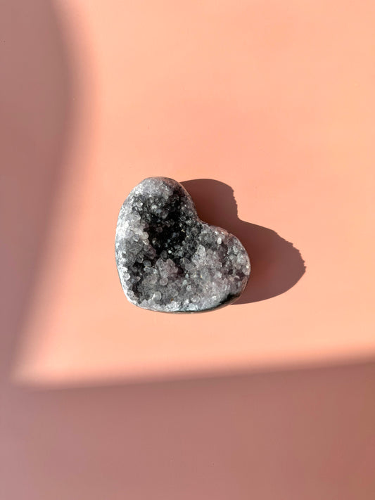 Dark Amethyst Druzy Heart