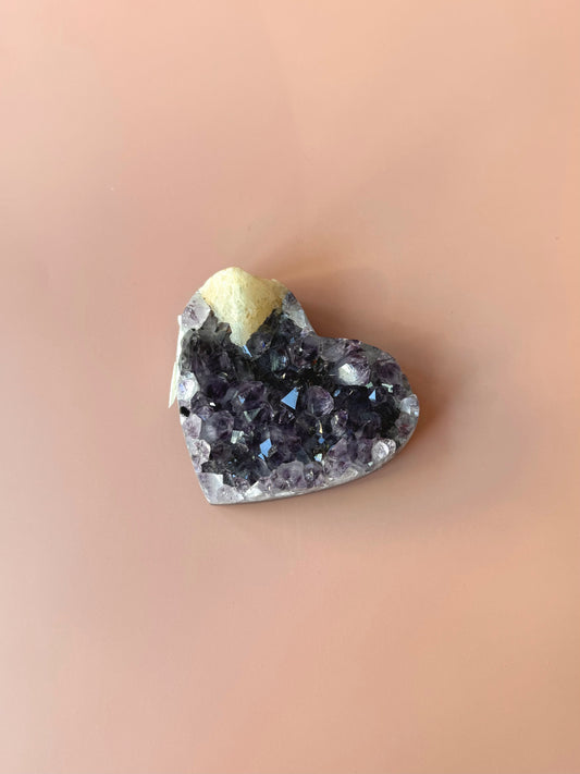 Dark Amethyst Heart With Calcite