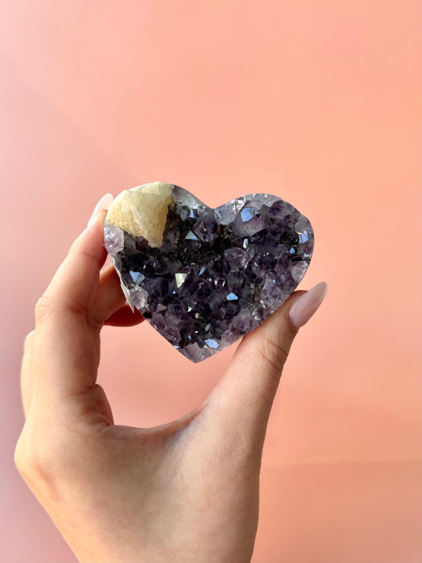 Dark Amethyst Heart With Calcite