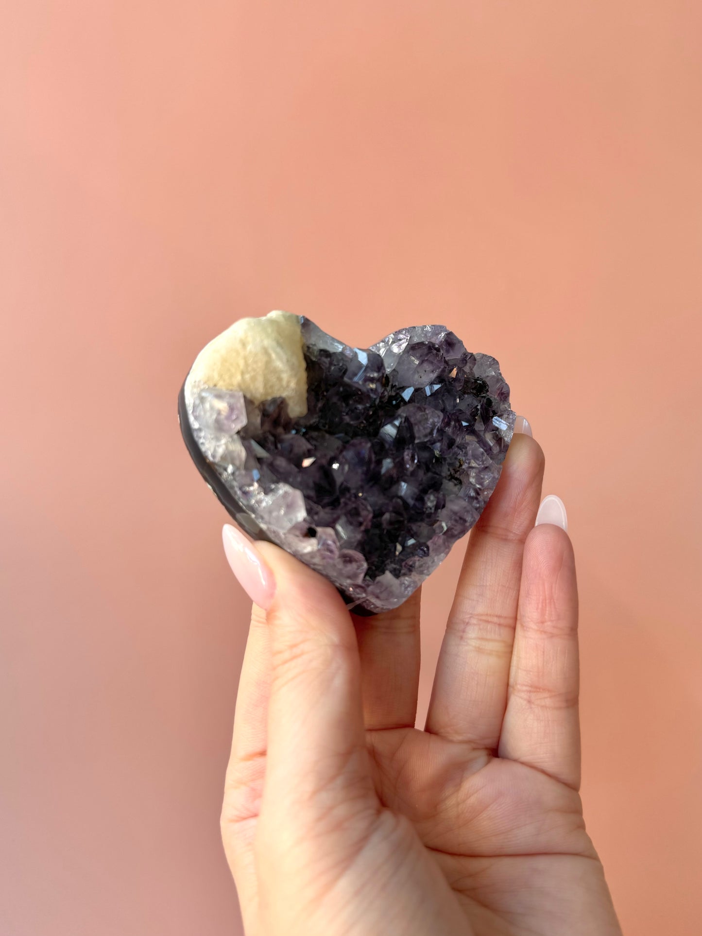 Dark Amethyst Heart With Calcite