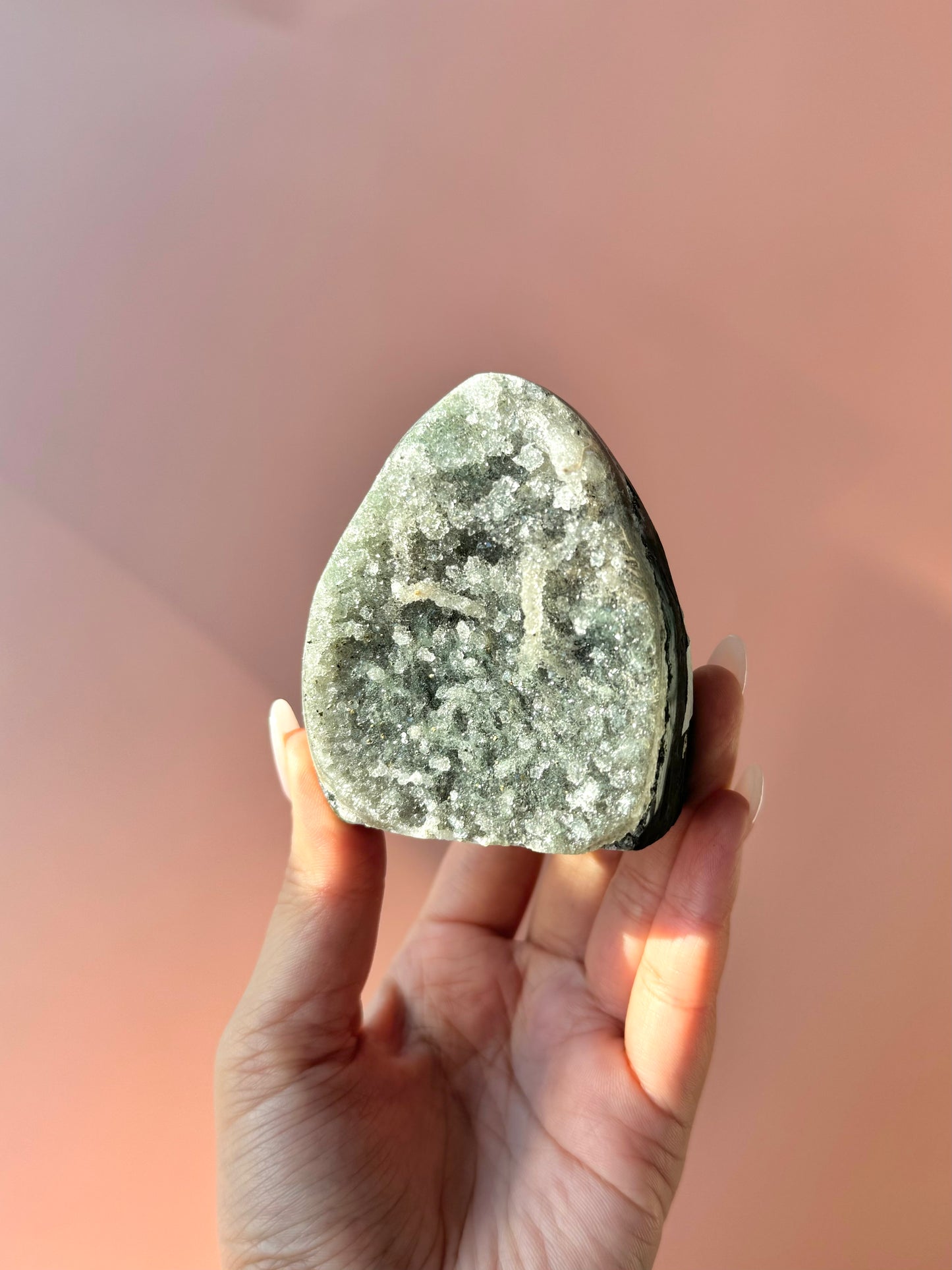 Greenish Gray Druzy Rainbow Amethyst