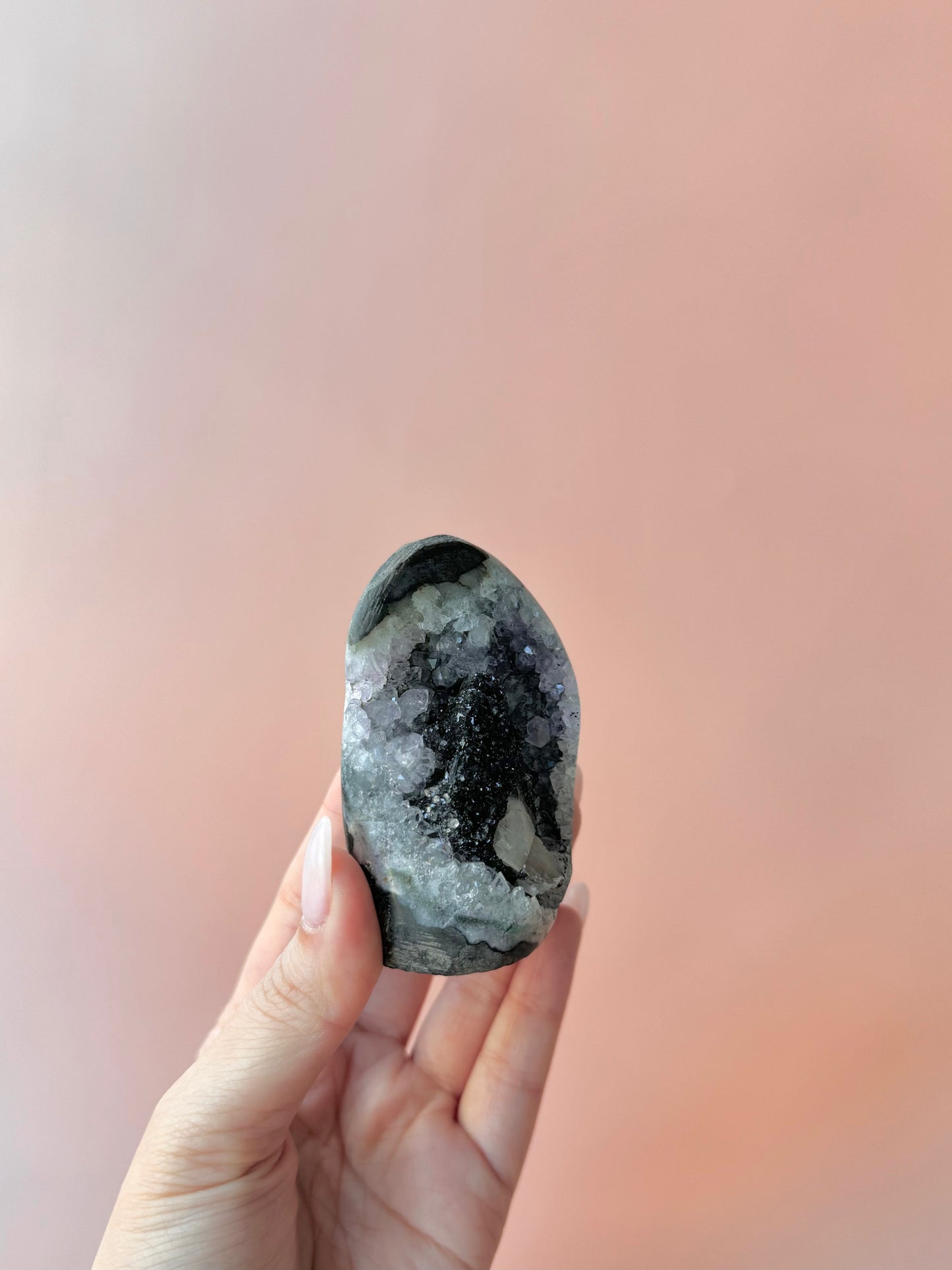 Rainbow Amethyst With Druzy Coated Calcite