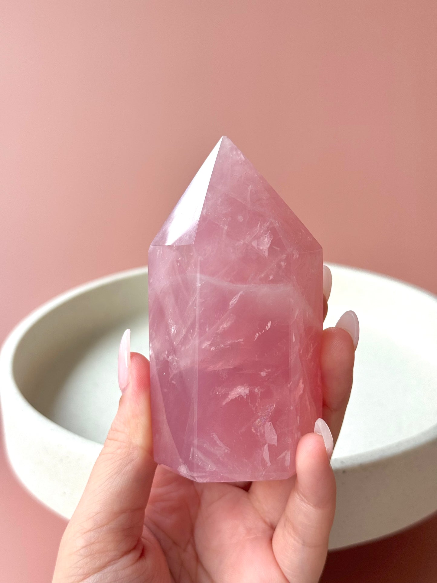 Bubble Gum Pink Rose Quartz Point